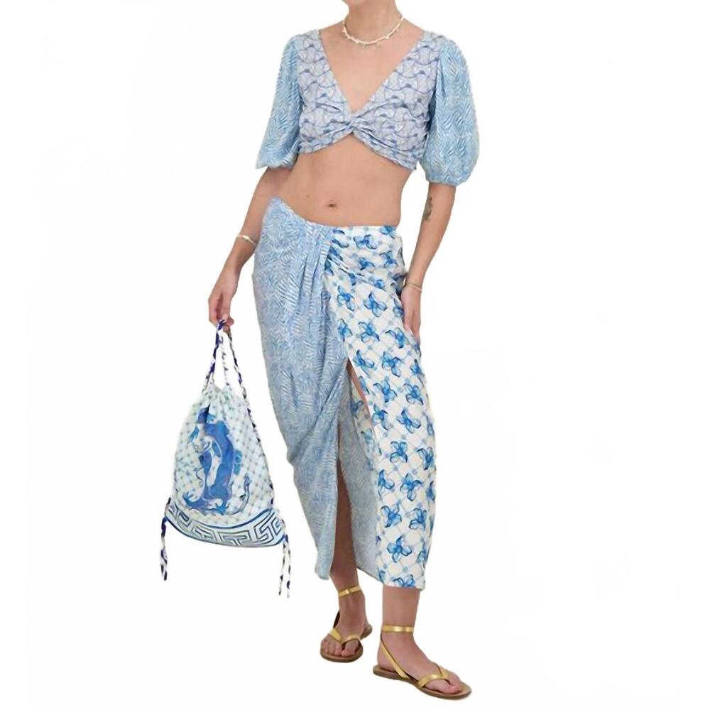 NEW ME369 sienna puff sleeve top in blue